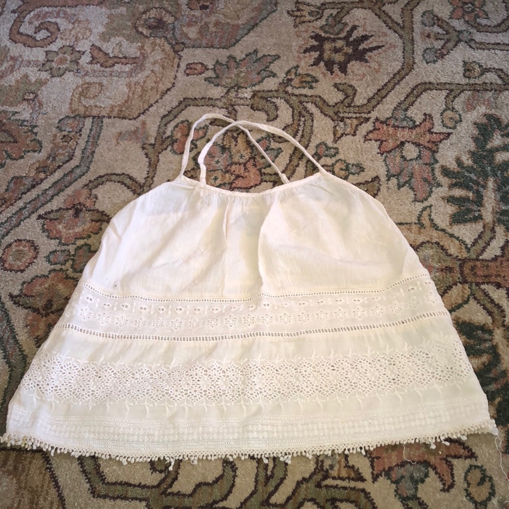 American eagle cream crisscross top